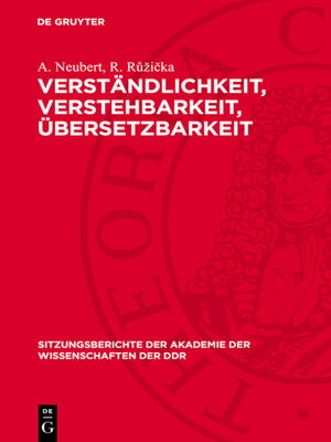 cover image of Verständlichkeit, Verstehbarkeit, Übersetzbarkeit